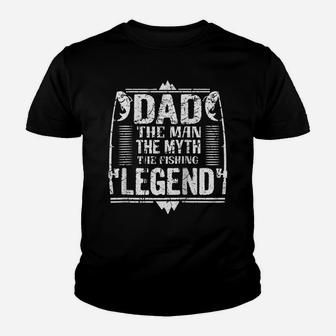 Dad The Man Myth Fishing Legend Funny Fishing Vintage Raglan Baseball Tee Youth T-shirt | Crazezy