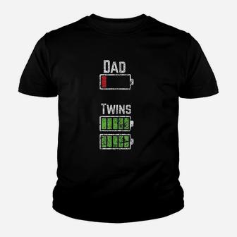 Dad Twins Battery Charge Youth T-shirt | Crazezy UK