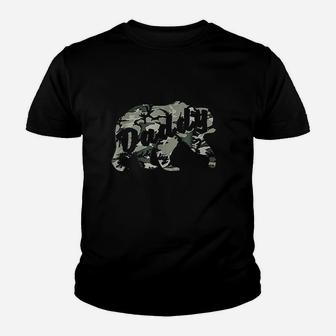 Daddy Bear Camouflage Matching Family Camping Papa Youth T-shirt | Crazezy UK