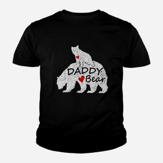 Daddy Bear With 1 One Cub Dad Fathers Day Youth T-shirt | Crazezy