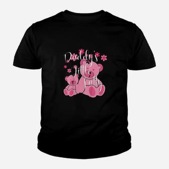 Daddy Little Fatty Cute Pink Bears Father Daughter Decor Youth T-shirt | Crazezy