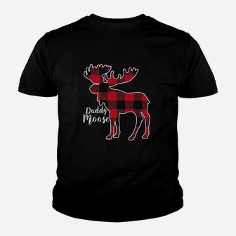 Daddy Moose Red Plaid Buffalo Matching Family Pajama Youth T-shirt | Crazezy DE