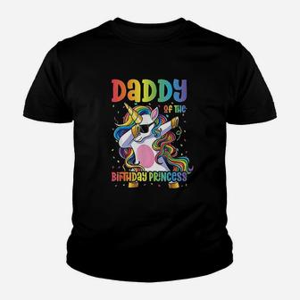 Daddy Of The Birthday Princess Dabbing Unicorn Youth T-shirt | Crazezy