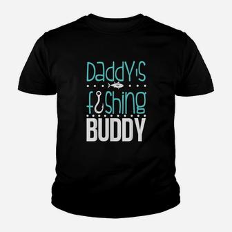 Daddys Fishing Buddy Funny Father Kid Matching Youth T-shirt | Crazezy