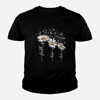 Daisy Butterfly Faith Hope Love Youth T-shirt | Crazezy
