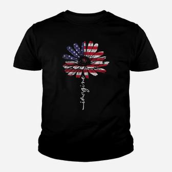 Daisy Usa American Flag 4Th Of July Patriotic Flower Vintage Youth T-shirt | Crazezy