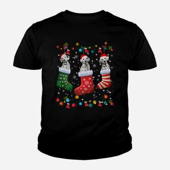 Dalmatian Christmas Socks Funny Xmas Pajama Dog Lover Gift Sweatshirt Youth T-shirt | Crazezy