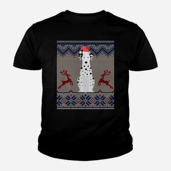 Dalmatian Dog Santa Hat Ugly Christmas Sweater Gift Sweatshirt Youth T-shirt | Crazezy
