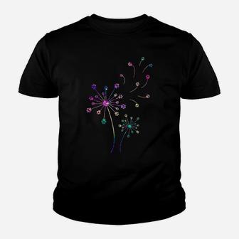 Dandelion Dog Paw Dog Flower Lovers, Paw Print Dog Youth T-shirt | Crazezy