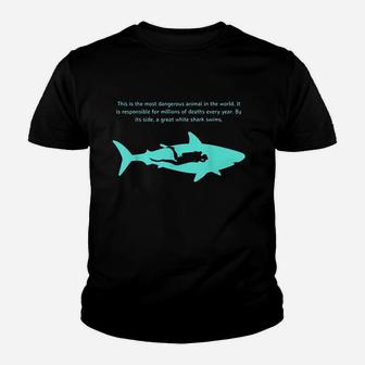 Dangerous Animal Diver Great White Shark Youth T-shirt | Crazezy CA