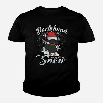 Daschund Through The Snow Dog Lovers Festive Sweatshirt Youth T-shirt | Crazezy UK