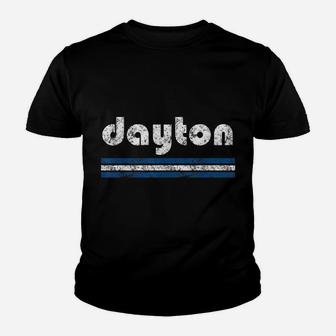 Dayton Ohio Retro Three Stripe Weathered Vintage Youth T-shirt | Crazezy