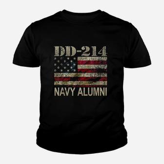 Dd214 Us Navy Alumni Vintage American Flag Youth T-shirt | Crazezy