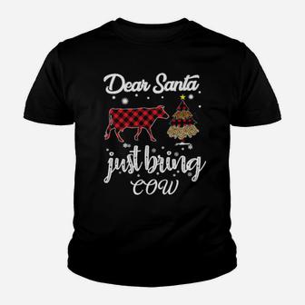 Dear Santa Just Bring Cows Youth T-shirt - Monsterry