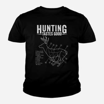 Deer Hunting Whitetail Buck Meat Cut Chart Funny Hunter Youth T-shirt | Crazezy UK