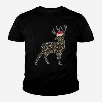 Deer Lover Christmas Camouflage Santa Hat Xmas Gift Youth T-shirt | Crazezy UK