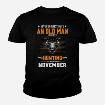 Deer Never Underestimate Old Man Who Loves Hunting November Youth T-shirt | Crazezy