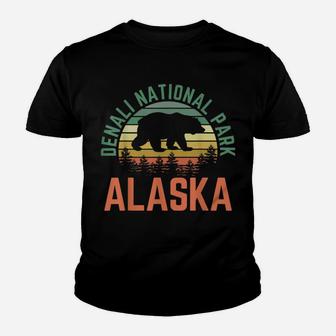 Denali National Park Alaska Bear Hiking Nature Retro Sunset Youth T-shirt | Crazezy AU