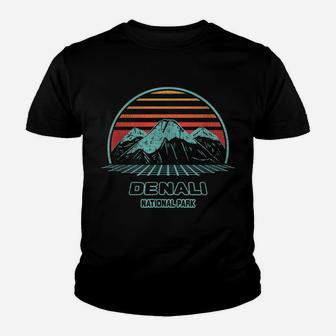 Denali National Park Retro Hiking Vintage 80S Style Youth T-shirt | Crazezy UK