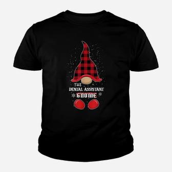 Dental Assistant Gnome Buffalo Plaid Matching Christmas Youth T-shirt | Crazezy
