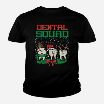 Dental Squad Christmas Teeth Reindeer Santa Dentist Gift Youth T-shirt | Crazezy