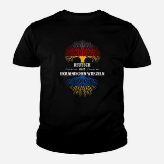 Deutsch-Ukrainische Wurzeln Design Kinder Tshirt, Schwarz-Baumwolle - Seseable