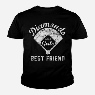 Diamonds Are A Girl's Best Friend T Shirt, Softball Mom Gift Youth T-shirt | Crazezy UK