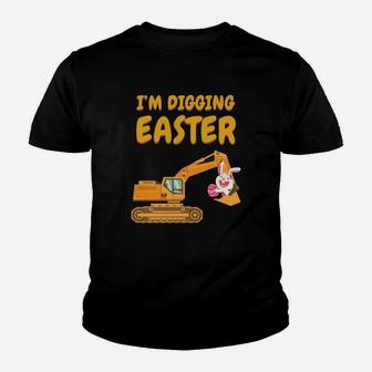 Digging Easter Construction Excavator Novelty Youth T-shirt - Thegiftio UK