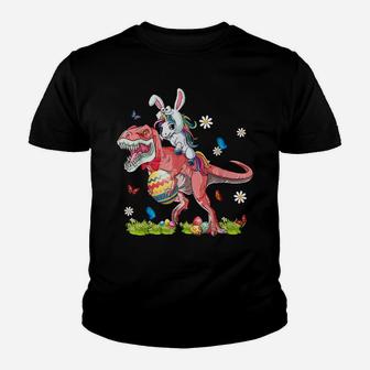 Dinosaur Easter Day Unicorn Riding T-Rex Bunny Costume Gift Youth T-shirt | Crazezy