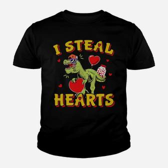 Dinosaurs T Rex I Steal Hearts Valentines Day Youth T-shirt - Monsterry DE
