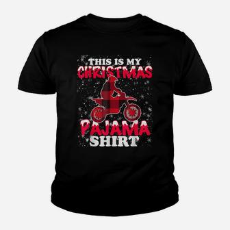 Dirt Bike Motocross Biker This Is My Christmas Pajama Funny Youth T-shirt | Crazezy DE