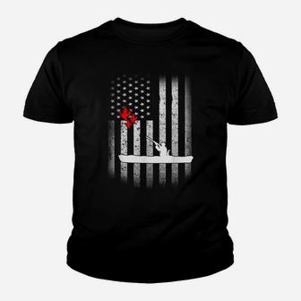 Distressed American Flag Kayak Duck Hunting Duck Hunting Lov Youth T-shirt | Crazezy