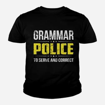 Distressed Grammar Police To Serve And Correct Youth T-shirt - Monsterry