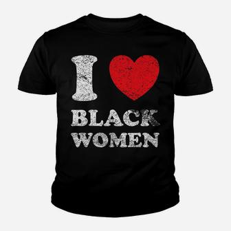 Distressed Grunge Worn Out Style I Love Black Women Youth T-shirt | Crazezy