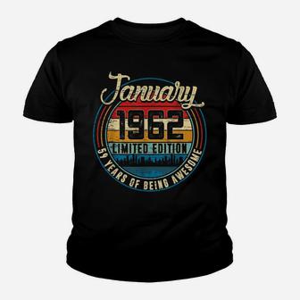 Distressed Retro January 1962 59Th Birthday Gift 59 Yrs Old Youth T-shirt | Crazezy