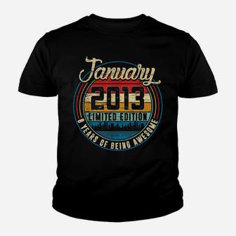 Distressed Retro January 2013 8Th Birthday Gift 8 Yrs Old Youth T-shirt | Crazezy AU