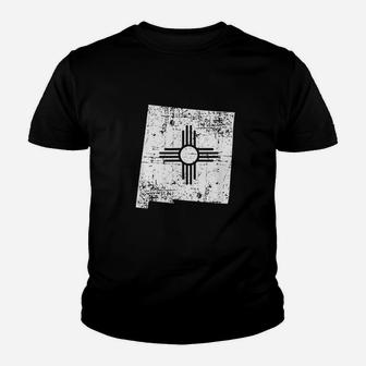 Distressed White New Mexico Flag Map Outline Youth T-shirt | Crazezy