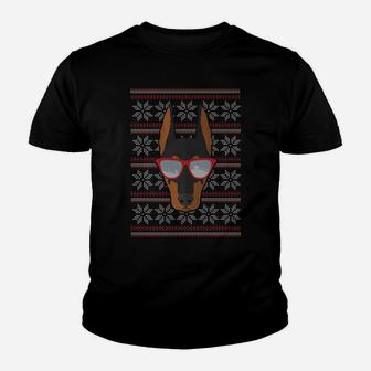 Doberman Pinscher Ugly Christmas Holiday Dog Lover Xmas Gift Youth T-shirt | Crazezy AU