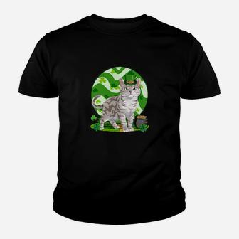 Dog American Shorthair Cat Irish Leprechaun St Puppy Pet St Patricks Day Black Youth T-shirt - Monsterry
