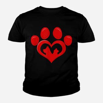 Dog And Cat Paw Love Heart For Dog And Cat Lovers Women's Youth T-shirt | Crazezy