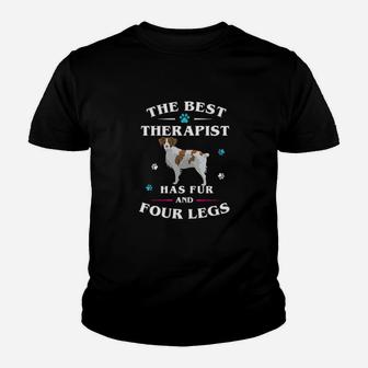 Dog Brittany Spaniel Dog The Best Therapist Has Fur And Four Legs Dog Lover Youth T-shirt - Monsterry