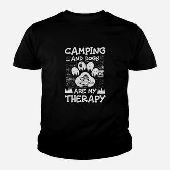Dog Camping And Dogs Are My Therapy Youth T-shirt - Monsterry