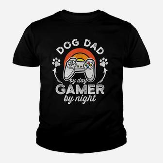 Dog Dad By Day Gamer By Night Youth T-shirt | Crazezy
