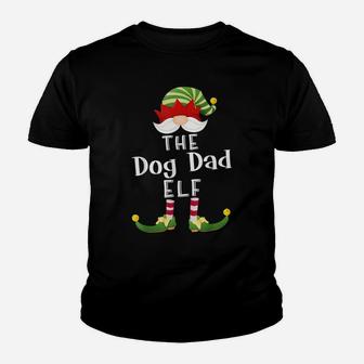 Dog Dad Elf Group Christmas Funny Pajama Party Youth T-shirt | Crazezy