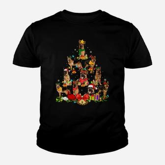 Dog Lover Gifts German Shepherd Tree Christmas Light Sweatshirt Youth T-shirt | Crazezy UK