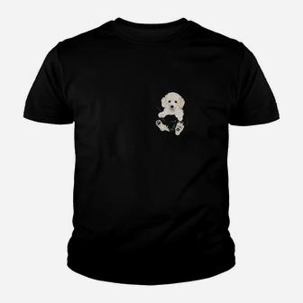 Dog Lovers Gifts White Poodle In Pocket Funny Dog Face Youth T-shirt | Crazezy