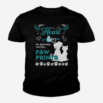 Dog Lovers The Road To My Heart Is Paved With Paw Prints Cat Sweatshirt Youth T-shirt | Crazezy DE
