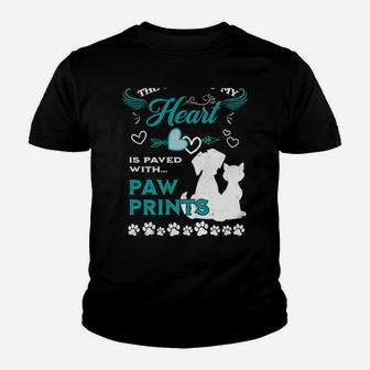 Dog Lovers The Road To My Heart Is Paved With Paw Prints Cat Youth T-shirt | Crazezy