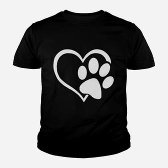 Dog Paw Love Heart Print Youth T-shirt | Crazezy CA