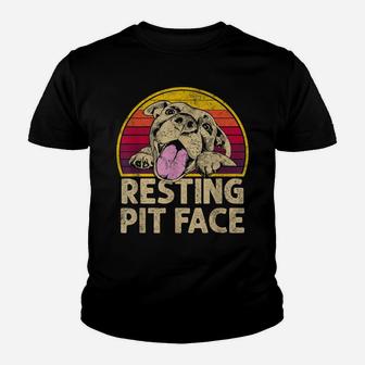 Dog Pitbull Resting Pit Face Funny Gift For Pitbull Lovers Youth T-shirt | Crazezy